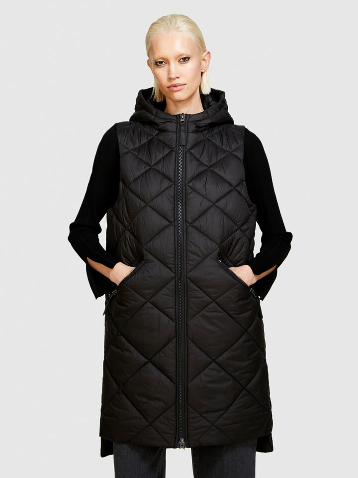Long vest with hood - women's vests and sleeveless jackets - Black | Sisley image number 4